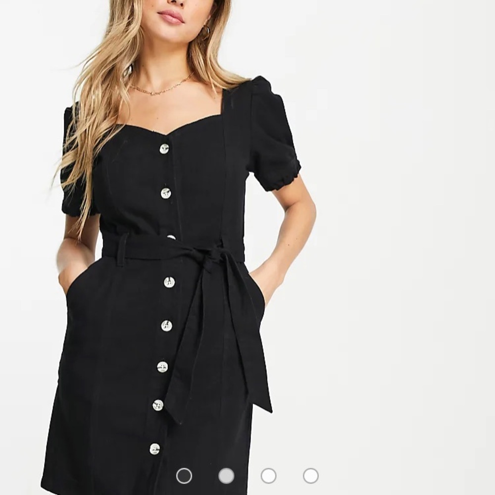 Miss Selfridge belted sweetheart neckline dress in black - ASOS